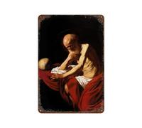 POLIUAWS Saint Jerome in Penitence Plaque En Métal Vintage, Affiche Rétro, Garage Pour Homme11.8 x7.9