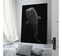POLIUAWS Silhouette de requin-baleine - Affiche murale motivante - Impression sur toile - Tableau - Décoration murale pour salon ou bureau - 20 x 30 cm (8 x 12 pouces)