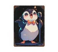 POLIUAWS Singing Penguin Plaque Décorative Vintage En Métal, Accessoire Idéal Pour Cafés, Pubs, Clubs, Salons, Bars, Cuisines, Balcons15.7 x11.8