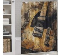 POLIUAWS Single Coil Guitar Ensemble De Rideaux De Douche Lavables en Tissu 100% Polyester avec 12 Crochets pour Salle De Bain/Douche 64.17x70.87Inch（163x180cm）