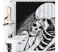 POLIUAWS Skeletal Embrace Love Beyond The Grave Ensemble De Décoration De Salle De Bain Moderne en Tissu Imperméable Lavable avec Crochets 56.30x70.87Inch（143x180cm）