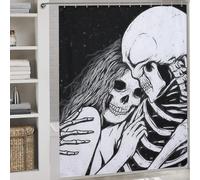 POLIUAWS Skeletal Embrace Love Beyond The Grave Ensemble De Décoration De Salle De Bain Moderne en Tissu Imperméable Et Résistant À Séchage Rapide pour Baignoires De Cabine 69.69x70.87Inch（177x180cm）