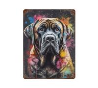 POLIUAWS Spanish Mastiff Painting Plaque Murale Décorative En Métal Rétro Pour La Maison, La Ferme, Les Cafés, Le Bureau Ou Le Magasin15.7 x11.8
