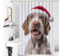 POLIUAWS Spinone Italiano Dog with Santa Hat Portrait Rideau De Douche Lavable Et Élégant pour Salle De Bain, Idéal pour Les Chambres D'étudiants 46.85x70.87Inch（119x180cm）