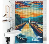 POLIUAWS Sunset at Panama Canal Rideau De Douche Lavable Et Élégant pour Salle De Bain, Idéal pour Une Utilisation Quotidienne dans Une Pièce Humide 46.85x70.87Inch（119x180cm）