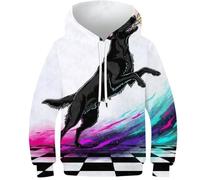 POLIUAWS Sweat à Capuche Dog Catching Planet pour Enfants, imprimé 3D, Manches Longues, Pull Fantaisie, vêtements pour garçons et Filles de 10 à 12 Ans
