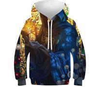 POLIUAWS Sweat à Capuche Enfant/ado imprimé 3D Faucheuse Effet vitrail, avec Poche, Manches Longues, Style Fun et Cool, Tailles 8-10 Ans.