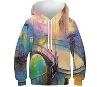 POLIUAWS Sweat à Capuche Enfant imprimé 3D « Love Two », Unisexe, Manches Longues, pour garçons et Filles, Tailles 9-11 Ans. Pull décontracté et Amusant.