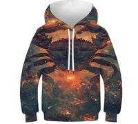 POLIUAWS Sweat à capuche imprimé 3D de chèvre animal pour enfants, sweatshirt décontracté, survêtement décontracté à manches longues, hauts, veste pull, Galaxy Crab, 13-15 ans