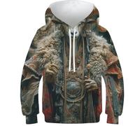 POLIUAWS Sweat à capuche imprimé 3D de chèvre animal pour enfants, sweatshirt décontracté, survêtement décontracté à manches longues, hauts, veste pull, Animal Goat, 7-9 ans