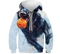 POLIUAWS Sweat à Capuche pour Enfants, imprimé 3D, Motif Flat-Coated Retriever, Manches Longues, Unisexe (10-12 Ans).