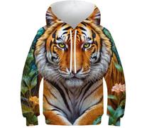 POLIUAWS Sweat à Capuche rayé 3D Splendor à Manches Longues pour garçons et Filles, Style Amusant, Tailles 11-13 Ans.