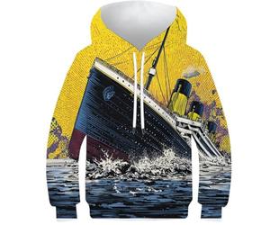 POLIUAWS Sweat-Shirt « Dernier Voyage du Titanic » pour garçons et Filles, imprimé 3D, Style décontracté, Taille 10-12 Ans.