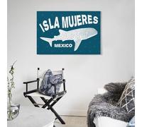 POLIUAWS Tableau abstrait sur toile représentant un requin-baleine d'Isla Mujeres, idéal pour décorer un salon ou une salle de bain de style rustique ou campagnard, 60 x 90 cm (24 x 36 pouces).