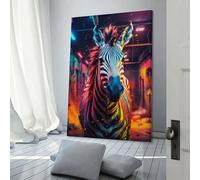 POLIUAWS Tableau d'art graffiti zèbre urbain pour chambre à coucher, salon ou décoration murale, 20 x 30 pouces (50 x 75 cm)