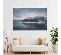 POLIUAWS Tableau de l'église de l'Assomption de Bled pour salle de bain ou chambre à coucher, 40 x 60 cm (16 x 24 pouces)