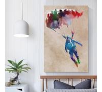 POLIUAWS Tableau décoratif sur le thème du parachutisme, idéal pour une chambre ou un salon d'enfant (fille ou garçon), cadeau d'anniversaire, 30 x 45 cm (12 x 18 pouces).