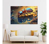 POLIUAWS Tableau décoratif sur toile représentant une fourmi, idéal pour la chambre à coucher, le salon ou la décoration intérieure. Dimensions : 60 x 90 cm (24 x 36 pouces).