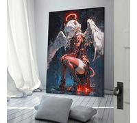 POLIUAWS Tableau « Dualité angélique » pour la décoration murale de votre salon, cuisine ou chambre à coucher, sur toile 20 x 30 cm (0,8 x 12 pouces).