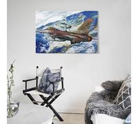 POLIUAWS Tableau F16C Fighting Falcon pour salon ou salle de bain de style rustique - Impression d'art moderne 20x30 pouces (50x75cm)