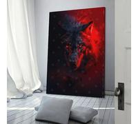 POLIUAWS Tableau « Les Yeux de l'Enfer du Loup » pour la décoration murale de la chambre, des toilettes ou de la salle de bain - Toile 24x36 pouces (60x90cm)