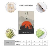 POLIUAWS Tableau minimaliste des Sept Samouraïs pour salon, idéal pour les adolescentes et les femmes. Décoration murale moderne, impression d'art 24x36 pouces (60x90cm).