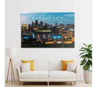 POLIUAWS Tableau mural de Kansas City de nuit pour salon ou chambre à coucher, 20 x 30 cm (8 x 12 pouces)