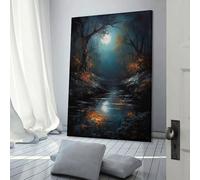 POLIUAWS Tableau mural Forêt de la Lune Noire pour chambre à coucher, 24 x 36 pouces (60 x 90 cm)