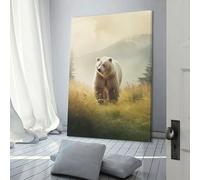 POLIUAWS Tableau mural « Grand ours dans la prairie » pour salon, chambre d'enfant, cadeau d'anniversaire, art mural moderne, 50 x 75 cm (20 x 30 pouces).