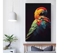 POLIUAWS Tableau mural perroquet au regard critique, idéal pour la chambre d'un adolescent ou d'un garçon, décoration murale moderne, 40 x 60 cm (16 x 24 pouces).