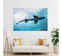 POLIUAWS Tableau mural requin-baleine pour salon, chambre de garçon ou de fille, toile 60 x 90 cm (24 x 36 pouces)