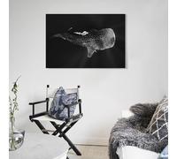 POLIUAWS Tableau mural requin noir et requin-baleine pour chambre ou salon d'enfant, cadeau d'anniversaire pour fille ou garçon, 20 x 30 cm (8 x 12 pouces)