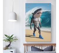 POLIUAWS Tableau mural Requin Tralalero Tralala pour chambre à coucher, salon, enfants, fille, garçon, cadeau d'anniversaire, œuvre d'art 20x30 pouces (50x75cm)