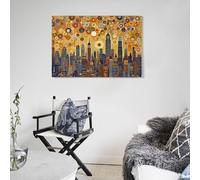 POLIUAWS Tableau mural « Skyline de New York sous un ciel étoilé » pour salon ou chambre, grand format 20 x 30 cm (8 x 12 pouces)