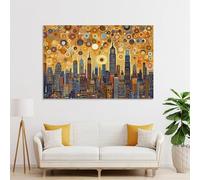 POLIUAWS Tableau mural « Skyline de New York sous un ciel étoilé » pour salon ou chambre, grand format 30 x 45 cm (12 x 18 pouces)