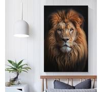 POLIUAWS Tableau portrait du Roi Lion pour couloir et escalier, style rustique, idéal pour une salle de bain de style ferme. Grand format : 50 x 75 cm (20 x 30 pouces).