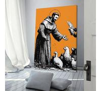 POLIUAWS Tableau représentant Saint François d'Assise, œuvre d'art pour la décoration murale de la chambre ou du salon d'un adolescent, sur toile 30 x 45 cm (12 x 18 pouces).