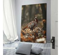 POLIUAWS Tableau représentant un tétras dans la forêt, idéal pour décorer les murs d'un salon ou d'une salle de bain de style rustique (50 x 75 cm).