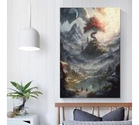 POLIUAWS Tableau sur toile « Arbre de Vie Céleste » pour une décoration de salle de bain rustique de style ferme, 60 x 90 cm (24 x 36 pouces), décoration murale pour salon