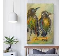 POLIUAWS Tableau sur toile « Corbeaux attendant la pluie », idéal pour la méditation, le yoga, la salle de bain ou une fête d'anniversaire, 50 x 75 cm (20 x 30 pouces).