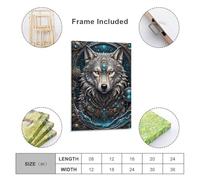 POLIUAWS Tableau sur toile « Loup chaman galactique » pour décorer les murs de votre maison, 40 x 60 cm (16 x 24 pouces).