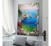 POLIUAWS Tableau sur toile « Matin en Italie », décoration murale, poster pour bureau ou maison, œuvre d'art moderne et colorée, tendu sur châssis, facile à accrocher, 60 x 90 cm (24 x 36 pouces).