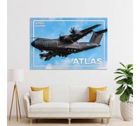 POLIUAWS Tableau sur toile représentant un avion cargo Atlas A400M, décoration murale pour chambre d'adolescent, grand format abstrait 40 x 60 cm (16 x 24 pouces).