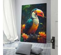 POLIUAWS Tableau « Toucan Tango dans la Jungle » pour salon, décoration murale moderne pour adolescents, filles et femmes, 20 x 30 cm (8 x 12 pouces).