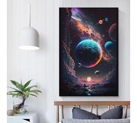 POLIUAWS Tableau « Univers étrange » gris pour la décoration murale du salon des adolescentes, des filles et des femmes. Impression sur toile 20 x 30 cm (8 x 12 pouces).