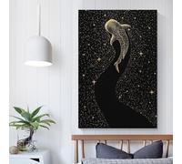 POLIUAWS Tableau vintage Star Eater Dark GOLD, décoration murale moderne pour salon, cadeau pour femmes et hommes, 40 x 60 cm (16 x 24 pouces)