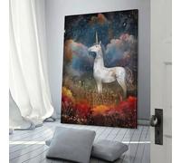 POLIUAWS Tableaux de licornes étoilées pour couloir, salon, chambre d'enfant, cadeau d'anniversaire, 20 x 30 cm (8 x 12 pouces)