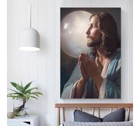 POLIUAWS Tableaux muraux chrétiens représentant Jésus-Christ, pour salon ou salle de bain, style rustique, impression d'art moderne 40 x 60 cm (16 x 24 pouces)