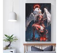 POLIUAWS Tableaux représentant la dualité angélique pour chambres de garçons et de filles - Art mural moderne 40 x 60 cm (16 x 24 pouces)