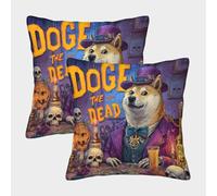 POLIUAWS Taie d'oreiller à Motif Chien Effrayant, édition Halloween - Lot de 2 taies d'oreiller pour Maman avec Fermeture Portefeuille 45x45cm